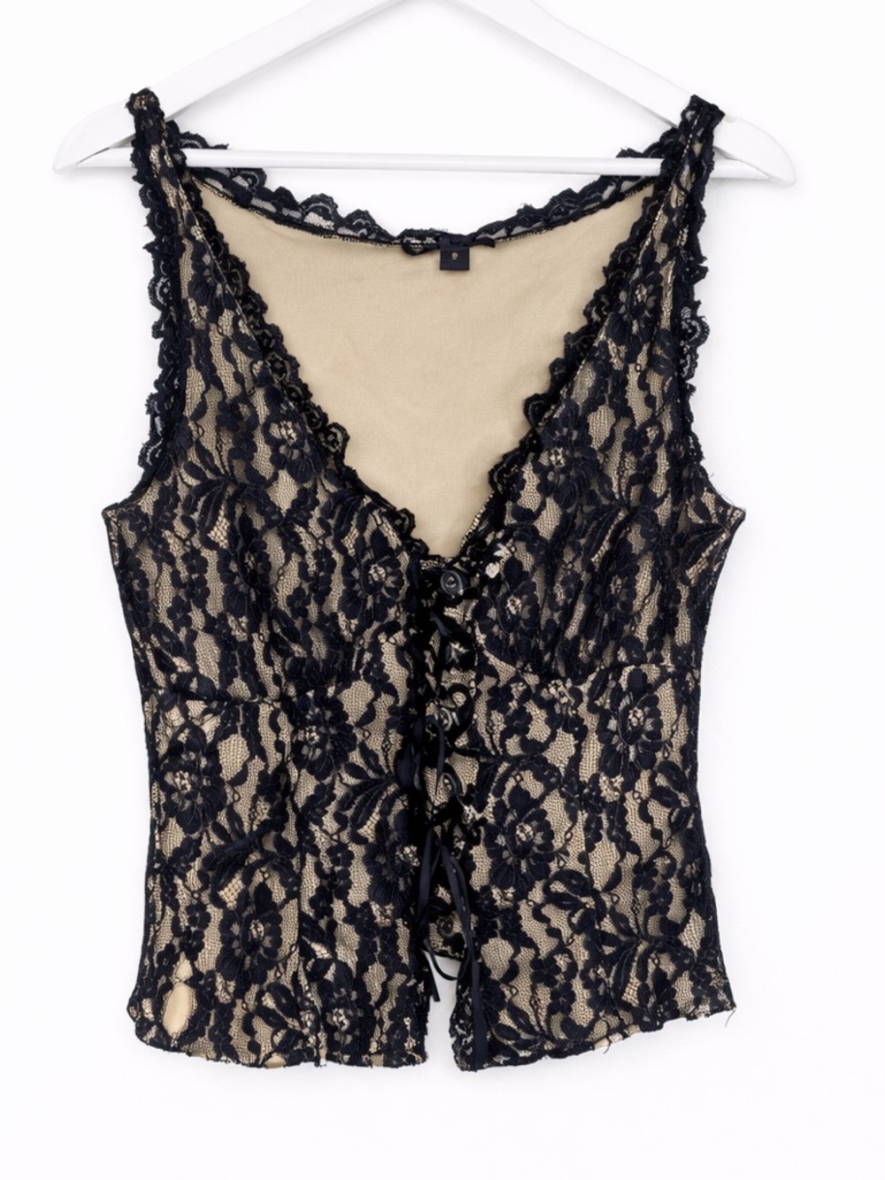 Georgio Studio Black Lace Y2k Bustier Fitted Cropped Top Size 2